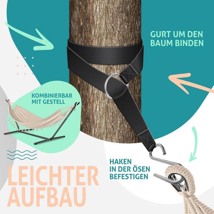 Hangmat - tweepersoons - 320x150 cm - belastbaar tot 300 kg, Tuin en Terras, Tuinsets en Loungesets, Verzenden