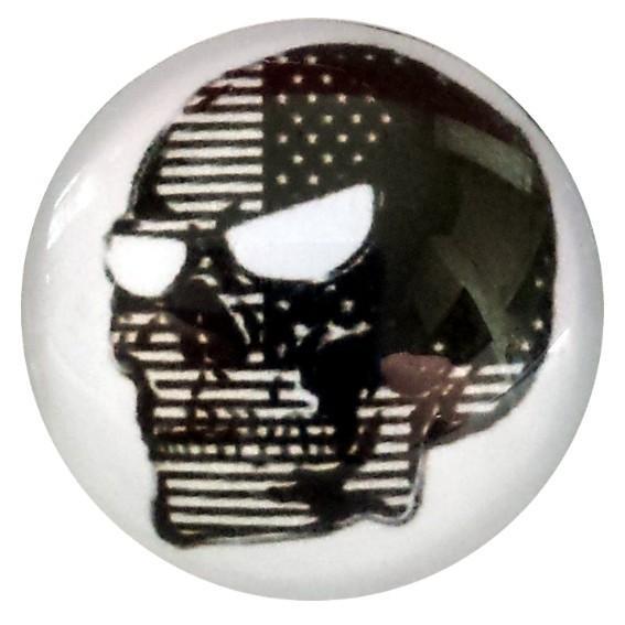 Fako Bijoux - Click Button - Glas - Schedel Streep, Sieraden, Tassen en Uiterlijk, Armbanden, Verzenden