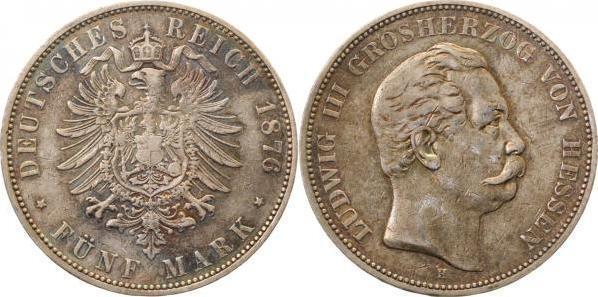Duitsland 5 Mark 1876 H Hessen J 067 huebsche Patina s+++..., Postzegels en Munten, Munten | Europa | Niet-Euromunten, Verzenden