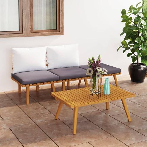vidaXL 4-delige Loungeset met kussens massief acaciahout, Tuin en Terras, Tuinsets en Loungesets, Loungeset, Nieuw, Hardhout, Verzenden