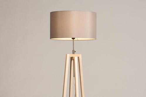 Rietveld Vloerlampen - Grijs, Naturel - Stof, Hout, Huis en Inrichting, Lampen | Vloerlampen, Verzenden