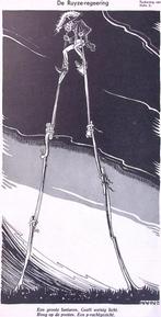 Spotprent met Charles Ruijs de Beerenbrouck op hoge poten, Verzenden