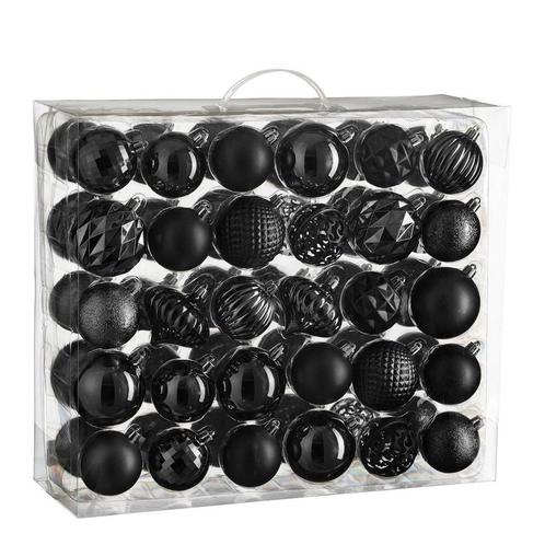 Kerstballen Set - 60 Stuks - Ø7 cm - Onbreekbaar - Zwart, Diversen, Kerst, Nieuw, Verzenden