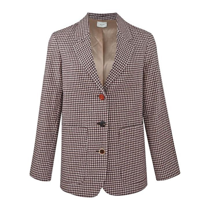 Alysi • geblokte wollen blazer • 32 (IT38), Kleding | Dames, Truien en Vesten, Rood, Nieuw, Maat 34 (XS) of kleiner, Verzenden