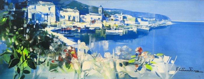 Fabio Constantino (1952) - Vista costera mediterránea, Antiek en Kunst, Kunst | Schilderijen | Klassiek