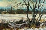 H Whitfield (XX) - A winter landscape with distant village
