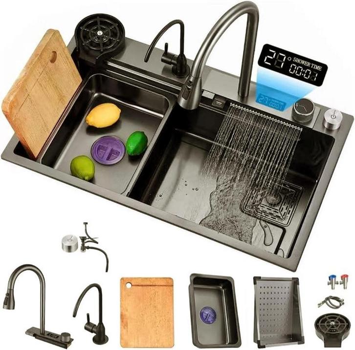 Fockety onderbouwkeukenspoelbak, 31,5 x 17,7 inch dubbele ro, Huis en Inrichting, Woonaccessoires | Overige, Zo goed als nieuw