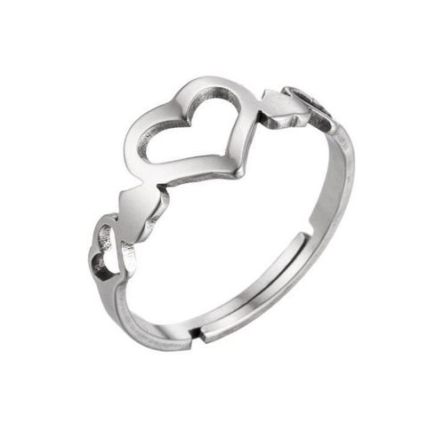 Liefdes ring - Hartje - Stainless steel - Verkleurd niet, Sieraden, Tassen en Uiterlijk, Ringen, Dame of Heer, Roze, 17 tot 18