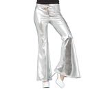 Disco 70S Broek Zilver Dames, Kleding | Dames, Carnavalskleding en Feestkleding, Verzenden, Nieuw
