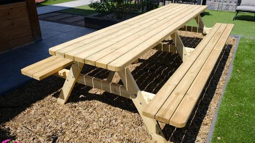 AANBIEDING! Picknicktafel van 300cm geïmpregneerd voor €195!, Tuin en Terras, Picknicktafels, Nieuw, Inklapbaar, Hout, Rechthoekig