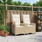 vidaXL Ligbank met tafel Beige en Crème Wit 126 x 65 x 112, Verzenden, Nieuw, Rotan