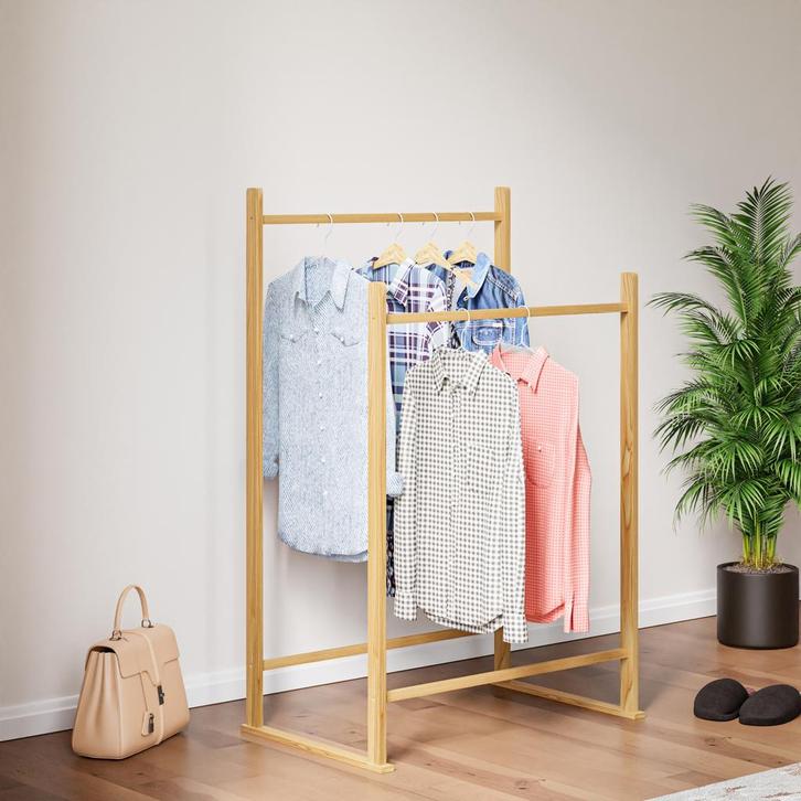 [en.casa] Kledingrek Mariehamn grenen 122/100x80x50 cm houtk, Huis en Inrichting, Kasten | Kledingkasten, Verzenden
