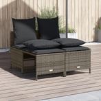 vidaXL 4-delige Loungeset met kussens poly rattan grijs, Verzenden, Nieuw, Rotan, Loungeset