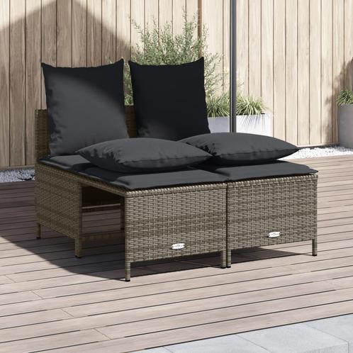 vidaXL 4-delige Loungeset met kussens poly rattan grijs, Tuin en Terras, Tuinsets en Loungesets, Loungeset, Nieuw, Rotan, Verzenden