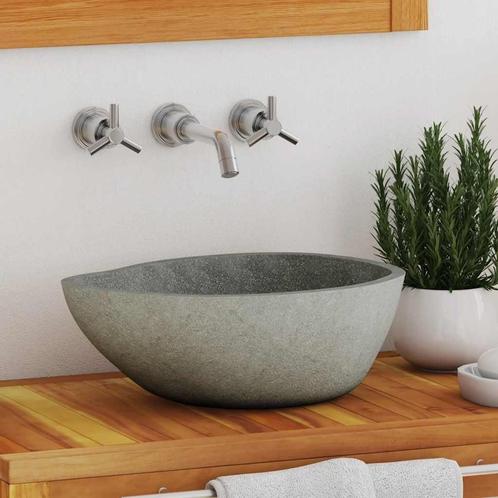 Wastafel Riviersteen (37-46cm) - Badkamer Upgrade? retour..., Doe-het-zelf en Verbouw, Sanitair, Nieuw, Steen, Wastafel, Ophalen of Verzenden