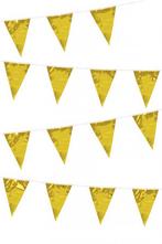 Vlaggetjes Goud Chroom Gouden Slinger Vlaggenlijn 10 Meter M, Nieuw, Carnaval, Ophalen of Verzenden, Feestartikel
