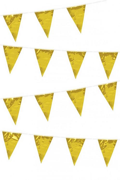 Vlaggetjes Goud Chroom Gouden Slinger Vlaggenlijn 10 Meter M, Hobby en Vrije tijd, Feestartikelen, Carnaval, Feestartikel, Nieuw