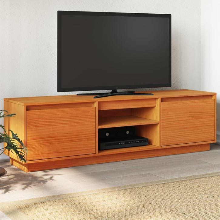 vidaXL Tv-meubel 140x35x40 cm massief grenenhout wasbruin, Huis en Inrichting, Kasten | Televisiemeubels, Nieuw, Grenenhout, Verzenden
