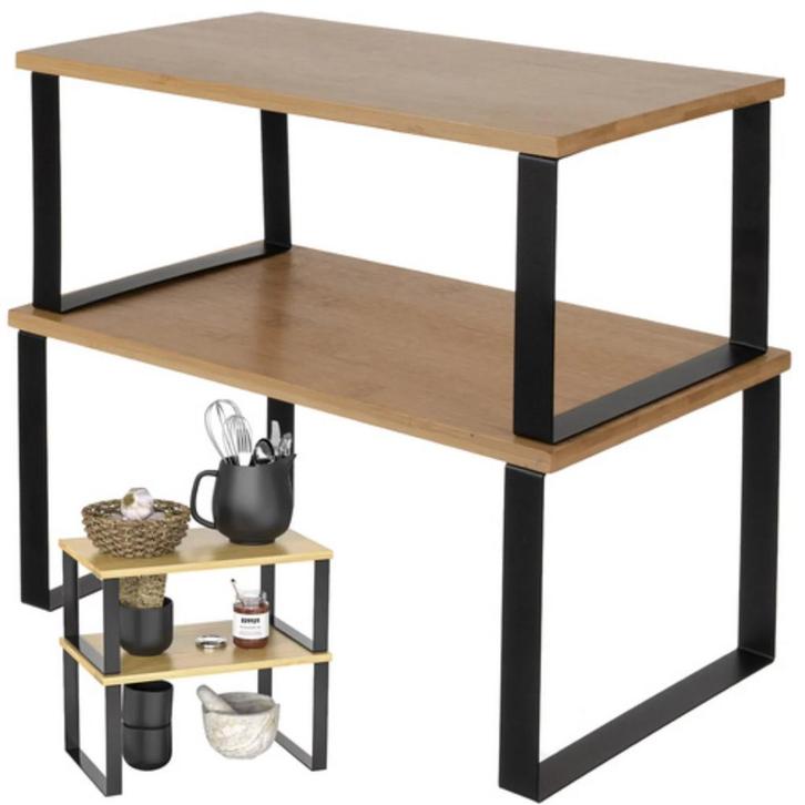 Ruhhy Bamboe Keukenrek – Set van 2 – Stapelbaar en Duurz, Huis en Inrichting, Keuken | Keukenbenodigdheden, Nieuw, Ophalen of Verzenden