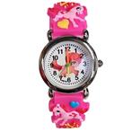 Fako® - Kinderhorloge - 3D - Eenhoorn Mini – Donkerroze, Nieuw, Verzenden