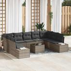 vidaXL Tuin Sofa Set met kussen 10 pcs Grijs Poly riet, Verzenden, Nieuw, Rotan