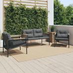 vidaXL 3-delige Balkonset met kussens staal zwart, Tuin en Terras, Tuinsets en Loungesets, Verzenden, Nieuw, Rvs, 4 zitplaatsen