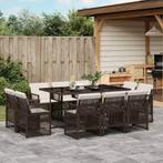 vidaXL 11-delige Tuinset met kussens poly rattan bruin, Tuin en Terras, Tuinsets en Loungesets, Meer dan 8 zitplaatsen, Nieuw