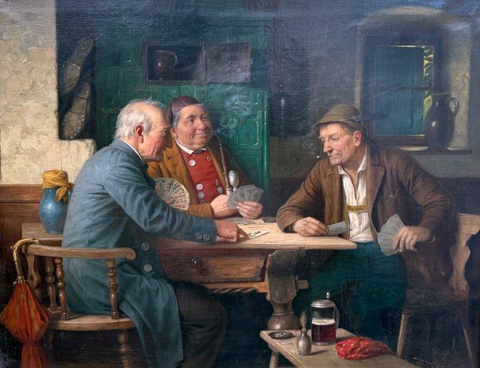 Josef Wagner-Höhenberg (1870-1939) - Joueurs de Cartes dans, Antiek en Kunst, Kunst | Schilderijen | Klassiek