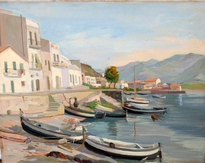 Spaanse school (XX) - NO RESERVE - Pueblo de la costa Brava, Antiek en Kunst, Kunst | Schilderijen | Klassiek