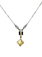 Zonder minimumprijs - Halsketting Zilver Citrien - Onyx, Nieuw