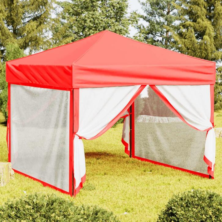 vidaXL Partytent inklapbaar met zijwanden 3x3 m rood, Tuin en Terras, Partytenten, Partytent, Nieuw, Verzenden