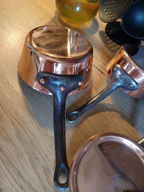 Kookpottenset (7) - Koper, Staal, Tin, Antiek en Kunst, Antiek | Keukenbenodigdheden