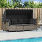 vidaXL 5-delige Loungeset met kussens poly rattan grijs, Tuin en Terras, Verzenden, Nieuw, Rotan, Loungeset