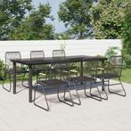 vidaXL 7-delige Tuinset PVC-rattan zwart, Tuin en Terras, Tuinsets en Loungesets, Verzenden, 6 zitplaatsen, Nieuw, Rvs