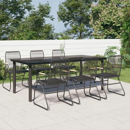 vidaXL 7-delige Tuinset PVC-rattan zwart, Tuin en Terras, Tuinsets en Loungesets, Tuinset, Nieuw, 6 zitplaatsen, Rvs, Verzenden