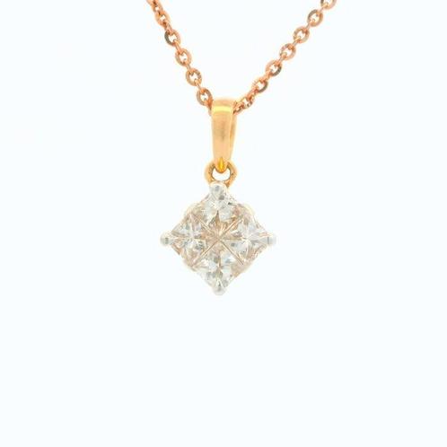 Ketting met hanger - 18 karaat Roségoud - 0.45ct. tw., Sieraden, Tassen en Uiterlijk, Antieke sieraden