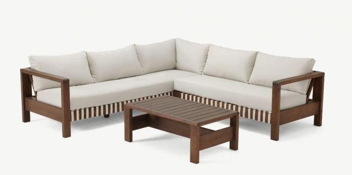 Hoek Loungeset Zambra Corner Wit Acacia The Outsider, Tuin en Terras, Tuinbanken, Verzenden