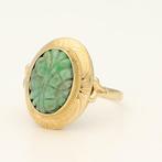 Ring - 14 karaat Geel goud - Jadeiet, Sieraden, Tassen en Uiterlijk, Ringen, Nieuw