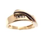 Bicolor gouden ring met diamant (witgoud, geelgoud), Sieraden, Tassen en Uiterlijk, Ringen, Gebruikt, Ophalen of Verzenden, 17 tot 18