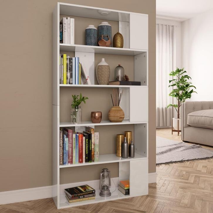 vidaXL Boekenkast/kamerscherm 80x24x159 cm hoogglans wit, Huis en Inrichting, Kasten | Boekenkasten, Minder dan 25 cm, Nieuw, Overige houtsoorten