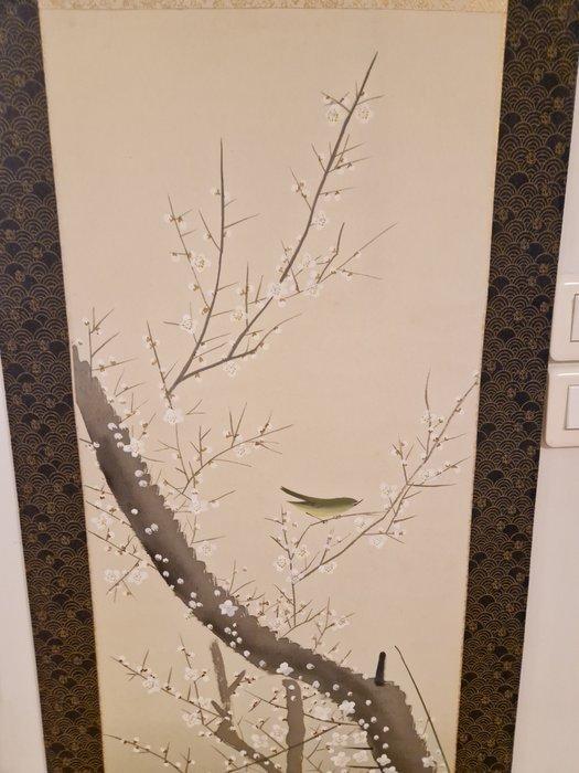 Prachtige bloemen- en vogelschilderij van pruimbloesem en, Antiek en Kunst, Antiek | Overige Antiek