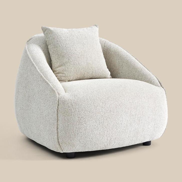 *WOONWINKEL* Creme Fauteuil Met Ronde Rugleuning, Huis en Inrichting, Fauteuils, Nieuw, Stof, Verzenden