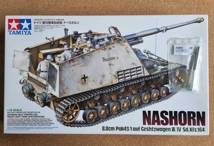 Tamiya 35335 Nashorn 1:35 + Metal barrel, Hobby en Vrije tijd, Modelbouw | Auto's en Voertuigen, Tamiya, Verzenden
