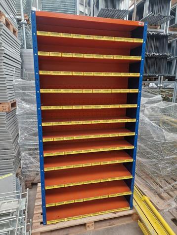 Bakkenkast 198x100x30cm, oranje/blauw, incl. 120 bakken, beschikbaar voor biedingen