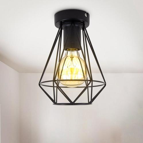 Industriële Plafondlamp Zwart | Ø21cm | Dimbaar | Incl. Lamp, Huis en Inrichting, Lampen | Plafondlampen, Nieuw, Metaal, Ophalen of Verzenden