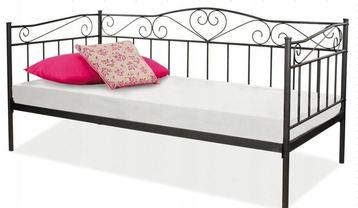 Bedframe 90x200 cm - met lattenboden - metaal - zwart