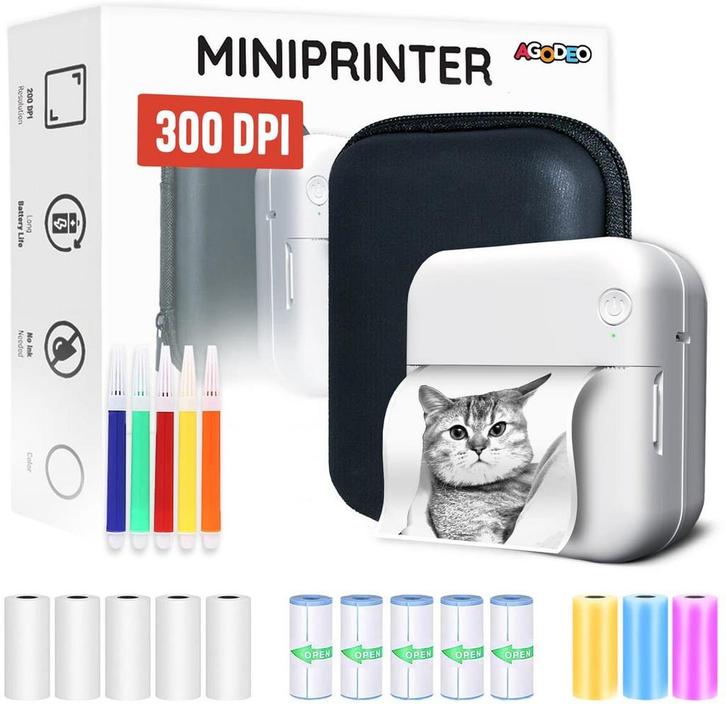 Agodeo Mini Printer 300 DPI - Pocket Printer - Fotoprinter, Computers en Software, Printers, Zo goed als nieuw, Ophalen of Verzenden