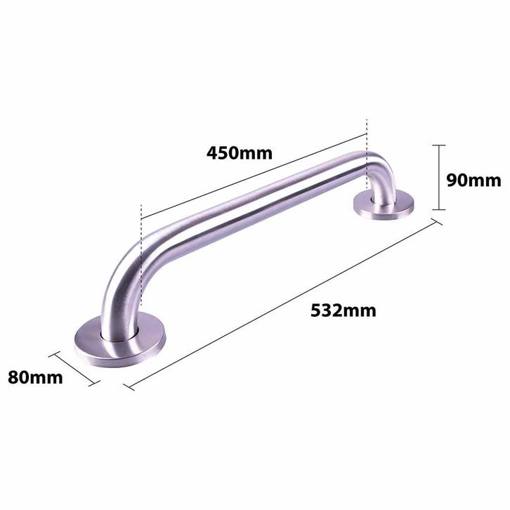 Handgreep RVS met geborstelde afwerking | Lengte: 53 cm | Wa, Huis en Inrichting, Badkamer | Badtextiel en Accessoires, Ophalen of Verzenden