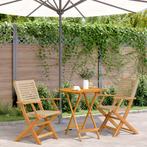 vidaXL 3-delige Bistroset poly rattan en massief hout beige, Tuin en Terras, Verzenden, Nieuw, Hardhout