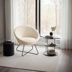 Loungestoel Centera, gestoffeerd, rond - Bouclé gebroken wit, Verzenden, Nieuw